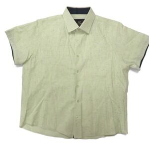 Suslo‎ Couture Short Sleeve Button Up Shirt Mens XXL Green Cotton 2XL